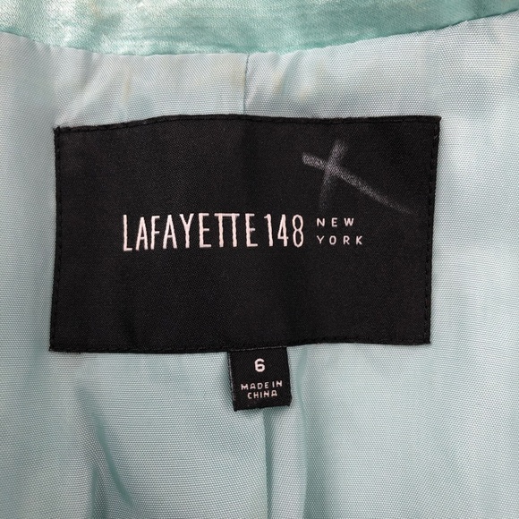 Lafayette 148 New York Blue/Green 3/4 Sleeve Blazer - Picture 9 of 11